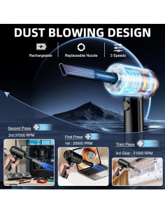 Soplador de Aire Comprimido Omicarry 3 Velocidades 51000RPM 2