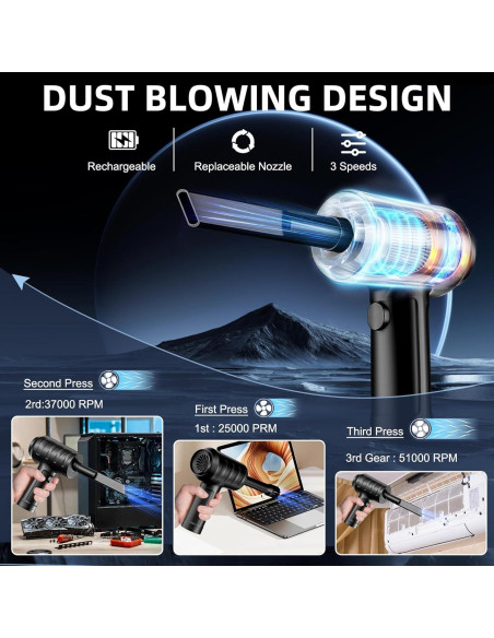 Soplador de Aire Comprimido Omicarry 3 Velocidades 51000RPM
