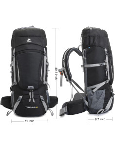 Mochila de Senderismo Bseash 60L Impermeable con Funda Lluvia 2