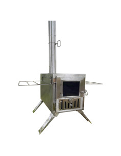 Estufa de leña portátil Tounto DBT01, acero inoxidable, 38.6x19.6x21.6cm