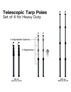 Poste Telescópico para Tienda SANLIKE - Set de 2, 2.5 m, Negro 2