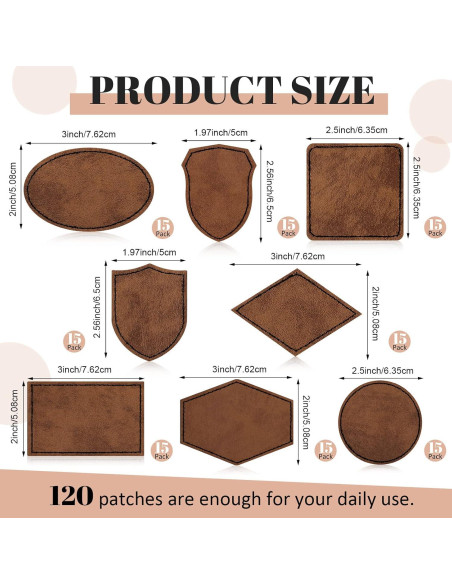 Giegxin 120 Piezas Parches Adhesivos de Cuero Sintético Rústico