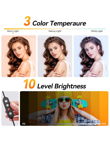 Luz de Anillo TODI 30 cm con Trípode Ajustable 160 cm