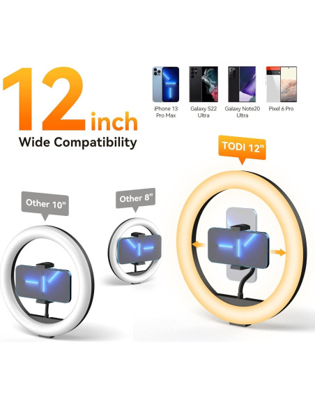 Luz de Anillo TODI 30 cm con Trípode Ajustable 160 cm