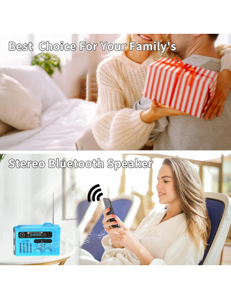 Radio de Emergencia Burtowic con Manivela y Solar, Bluetooth