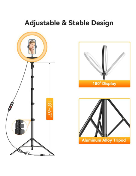Luz de Anillo TODI 30 cm con Trípode Ajustable 160 cm