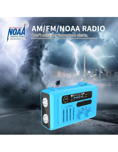 Radio de Emergencia Burtowic con Manivela y Solar, Bluetooth