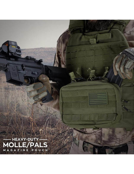 Bolsa Administrativa Táctica WYNEX Molle Verde Militar 23.5x16cm