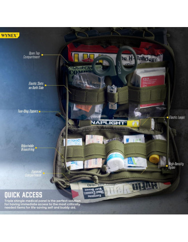Bolsa Administrativa Táctica WYNEX Molle Verde Militar 23.5x16cm