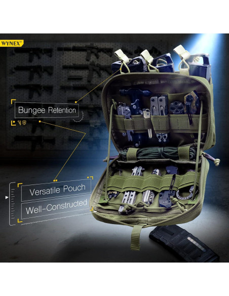 Bolsa Administrativa Táctica WYNEX Molle Verde Militar 23.5x16cm