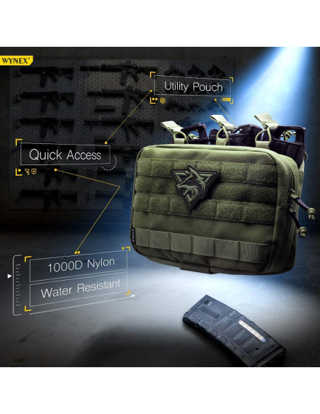 Bolsa Administrativa Táctica WYNEX Molle Verde Militar 23.5x16cm