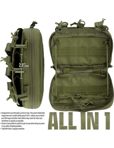 Bolsa Administrativa Táctica WYNEX Molle Verde Militar 23.5x16cm