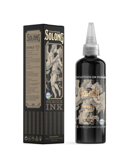 Tinta para Tatuajes Solong 200ml Negra Profesional Concentrada