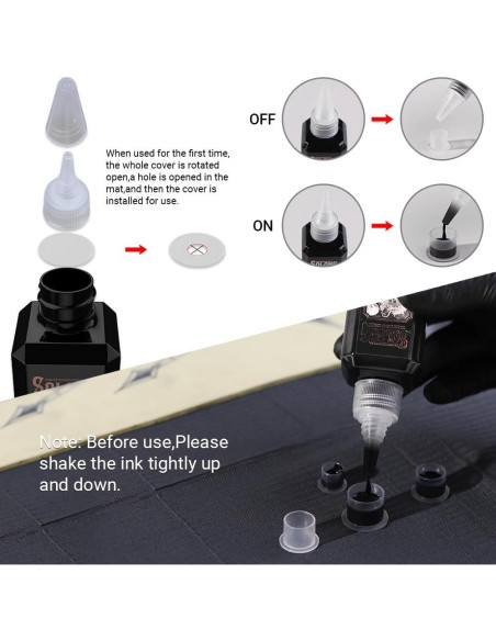 Tinta para Tatuajes Solong 200ml Negra Profesional Concentrada