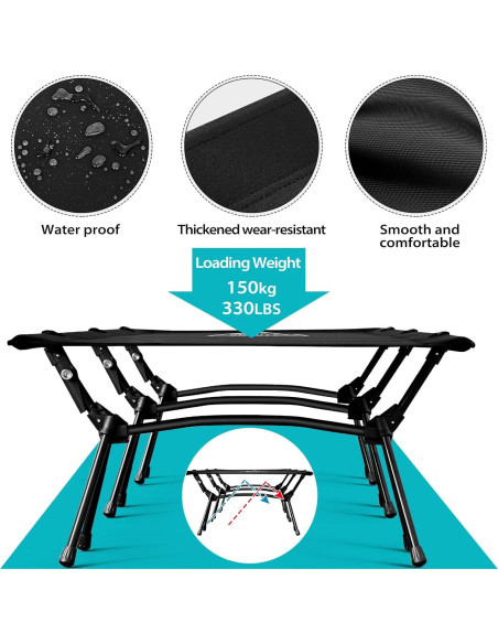 Cama de Camping Ajustable SNSUTY XL 150 kg Plegable 2.7 kg