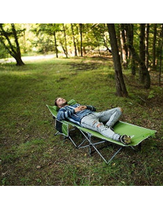 Cama de Camping Plegable Alpcour Verde Militar 196x68 cm 2
