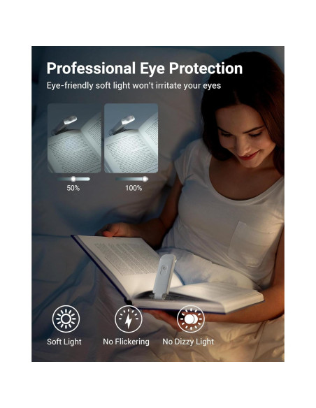 Luz de Lectura DEWENWILS Recargable USB con Clip 2 Niveles