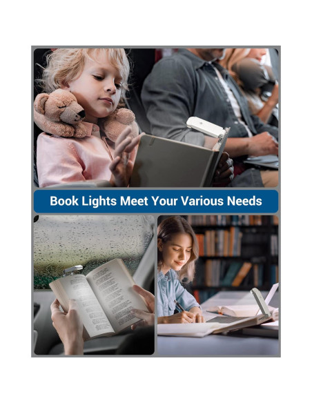 Luz de Lectura DEWENWILS Recargable USB con Clip 2 Niveles