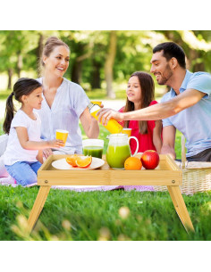 Mesa de bandeja de cama RRX de bambú plegable 47x28 cm beige 2