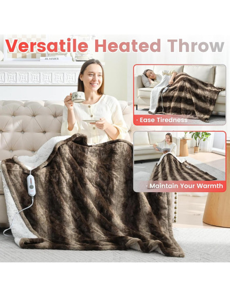 Manta Térmica Eléctrica Sunable 127x152 cm Chocolate Sherpa