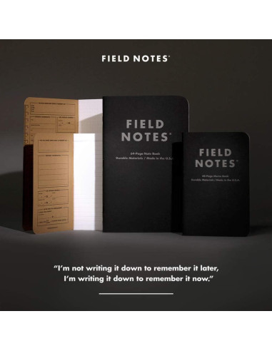 Cuadernos de Memoria Field Notes Pitch Black - 3 Pack, Papel de Puntos