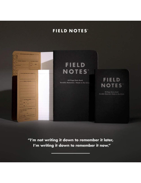 Cuadernos de Memoria Field Notes Pitch Black - 3 Pack, Papel de Puntos