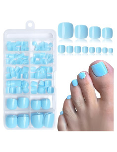240 Uñas Postizas Cortas para Pies Lifextol - Azul Bebé