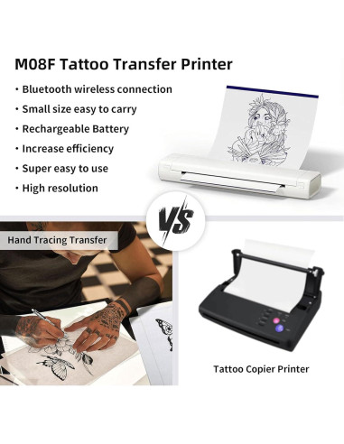 Impresora de Plantillas de Tatuaje Bluetooth Zoolion M08F