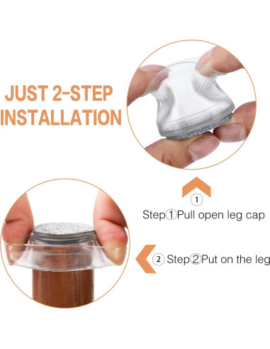 16 Protectores de Patas de Silla Silicona Transparente Antideslizantes