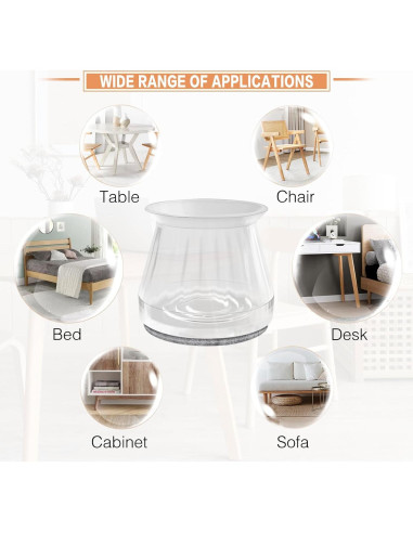 16 Protectores de Patas de Silla Silicona Transparente Antideslizantes