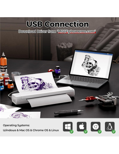 Impresora de Plantillas de Tatuaje Bluetooth Zoolion M08F