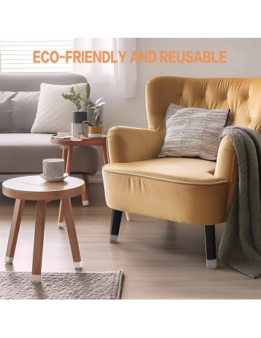 16 Protectores de Patas de Silla Silicona Transparente Antideslizantes