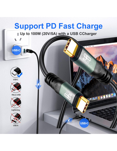 Cable USB-C a USB-C YOTETION 4K 60Hz 4.57m 100W Carga Rápida