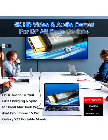 Cable USB-C a USB-C YOTETION 4K 60Hz 4.57m 100W Carga Rápida