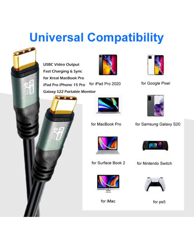 Cable USB-C a USB-C YOTETION 4K 60Hz 4.57m 100W Carga Rápida