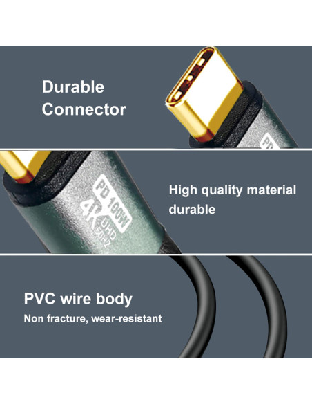 Cable USB-C a USB-C YOTETION 4K 60Hz 4.57m 100W Carga Rápida