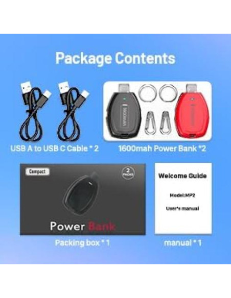 Cargador Portátil de Llavero 1600mAh para iPhone - Negro y Rojo