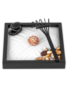 Kit Jardín Zen de Escritorio NIUBBI 15x15 cm con Flor de Loto