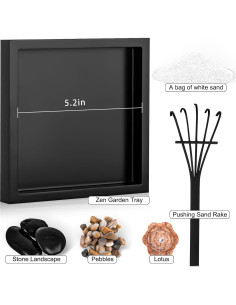 Kit Jardín Zen de Escritorio NIUBBI 15x15 cm con Flor de Loto 2