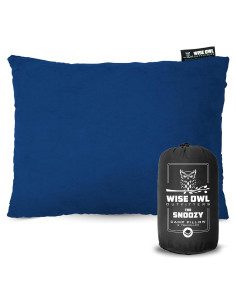 Almohada de Camping Wise Owl - Espuma Viscoelástica 10cm Azul
