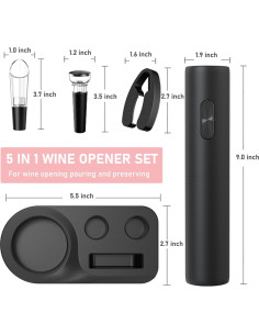 Juego de Sacacorchos Eléctrico ORIJOYNA 5 en 1 con Vertedor 2