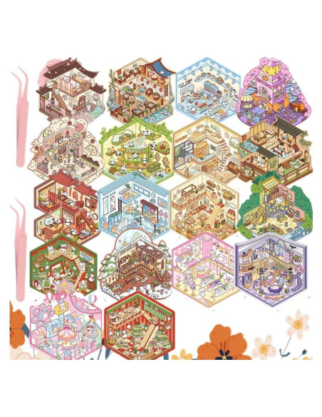 18 Juegos de Pegatinas 3D DIY Genérico para Mini Escenas