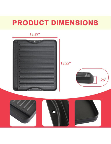 Plancha de Hierro Fundido DcYourHome 40.6x35.6 cm para Camp Chef