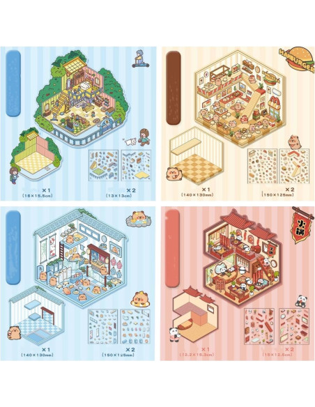 18 Juegos de Pegatinas 3D DIY Genérico para Mini Escenas