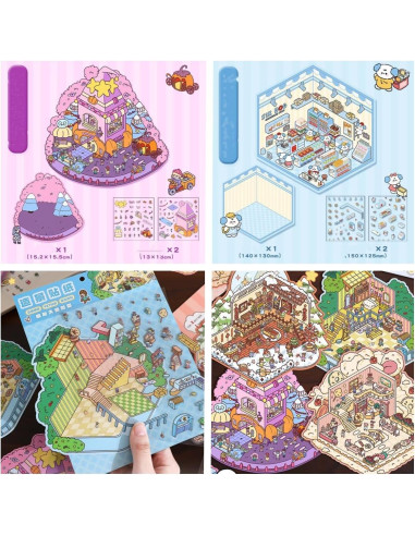 18 Juegos de Pegatinas 3D DIY Genérico para Mini Escenas