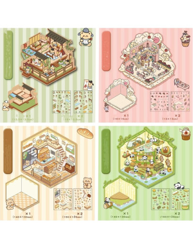 18 Juegos de Pegatinas 3D DIY Genérico para Mini Escenas