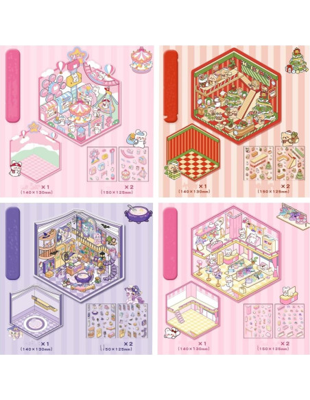 18 Juegos de Pegatinas 3D DIY Genérico para Mini Escenas