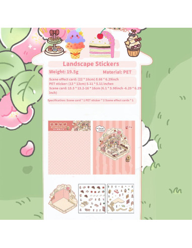 18 Juegos de Pegatinas 3D DIY Genérico para Mini Escenas