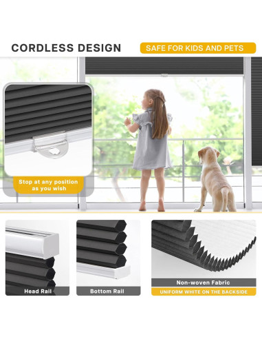 Cortinas Celulares Sin Cuerda LazBlinds 48x91 cm Opacas Negro