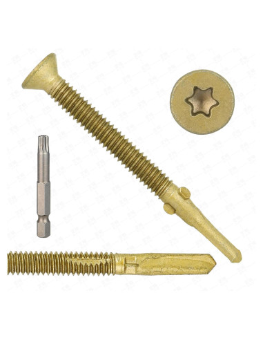 50 Tornillos Autoperforantes T30 Torx 14 x 70 mm para Madera a Metal
